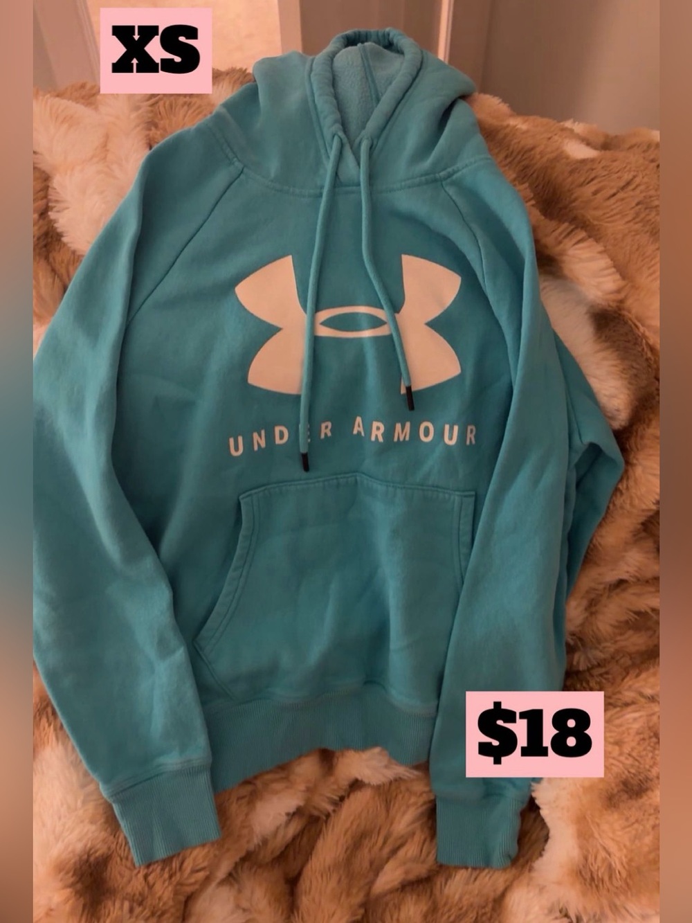 Under Armour Aqua Blue Pullover Hoodie with Logo